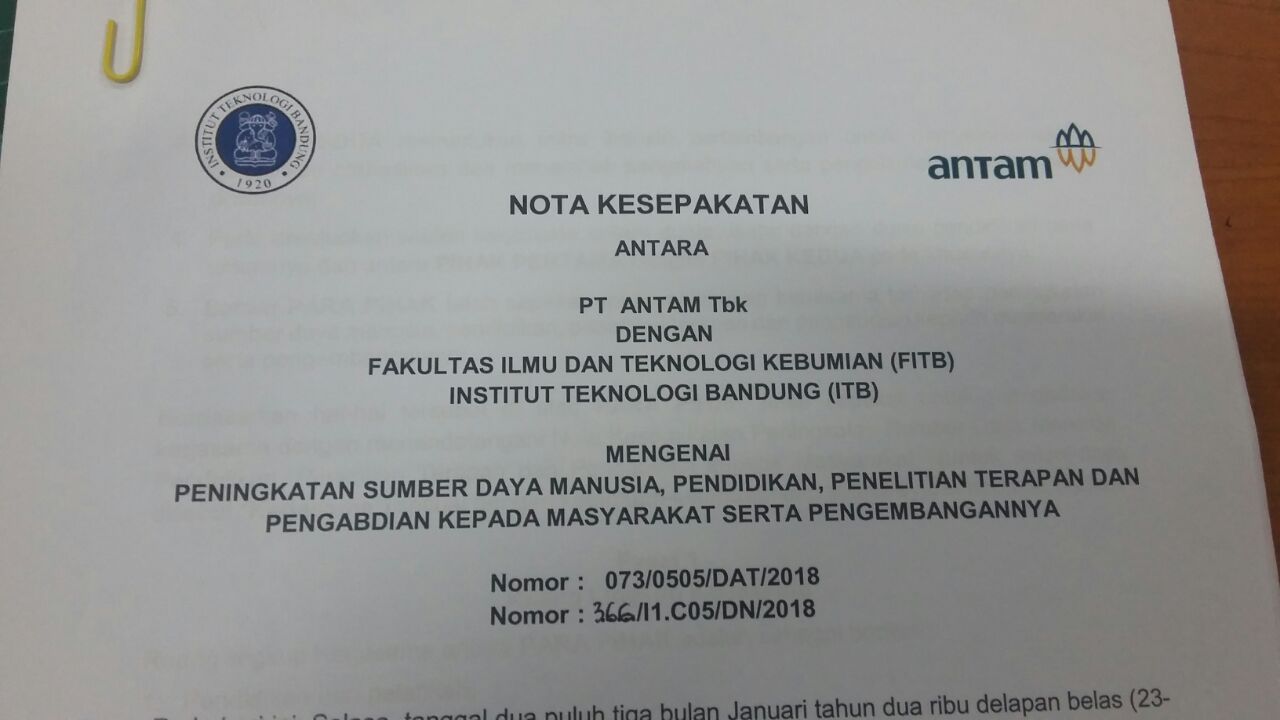 Nota Kesepahaman FITB dan PT. ANTAM. Tbk