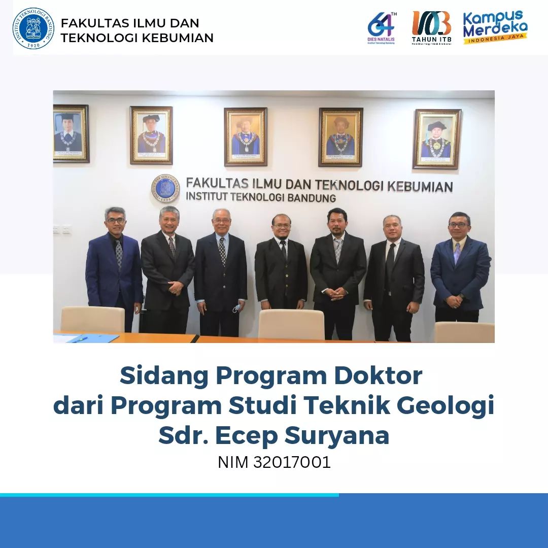 Sidang tertutup Mahasiswa Program Doktor Studi Teknik Geologi di Ruang Rapat FITB.