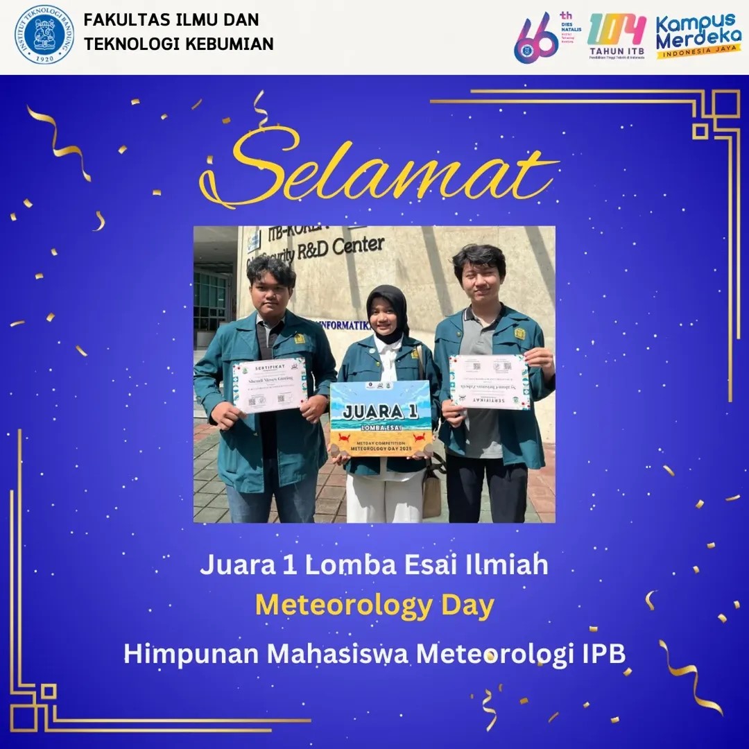 Congratulations to the 1st place winner of the Scientific Essay Competition at the Meteorology Day event organized by the Meteorology Student Association IPB