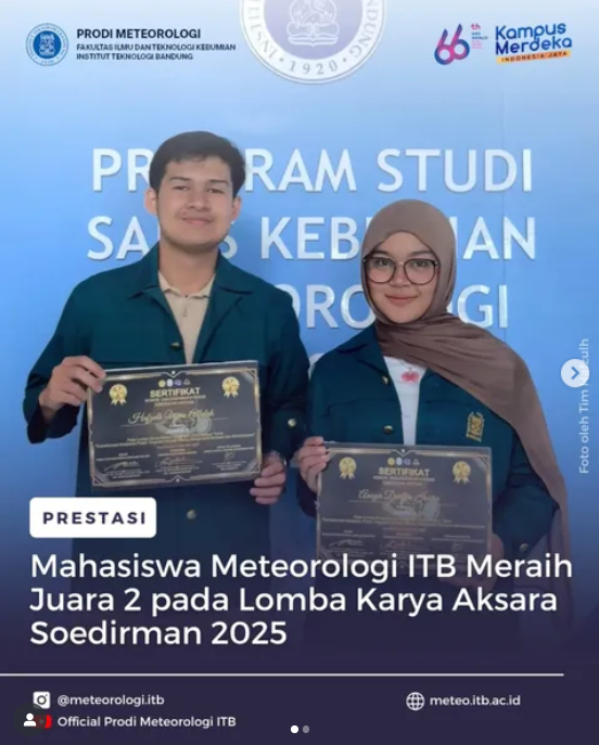 Mahasiswa Meteorologi ITB Meraih Juara 2 Pada Lomba Karya Aksara Soedirman