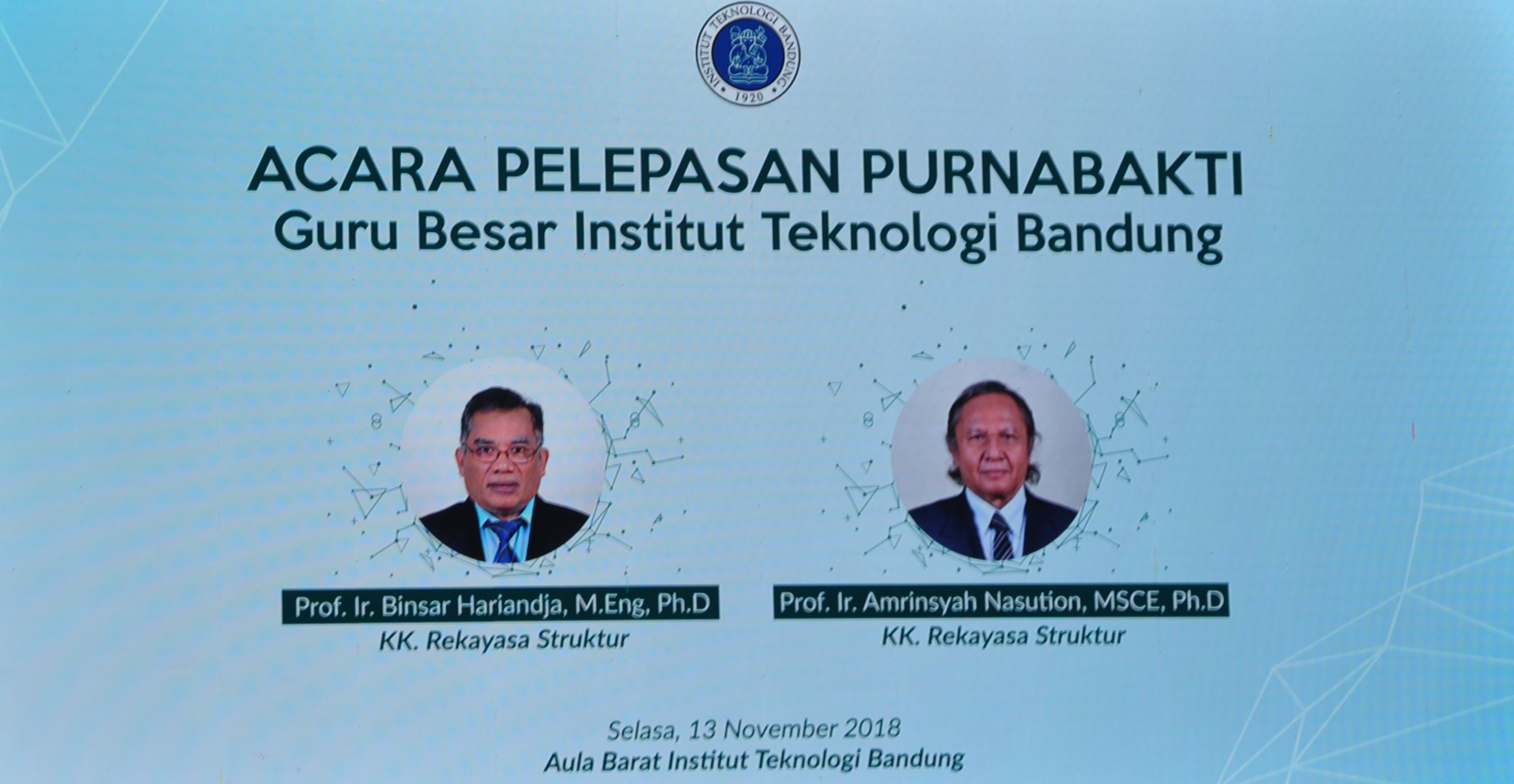 Pelepasan Purnabakti Prof. Ir. Binsar Hariandja, M.Eng., Ph.D. dan Prof. Ir. Amrinsjah Nasution, MSCE, Ph.D.