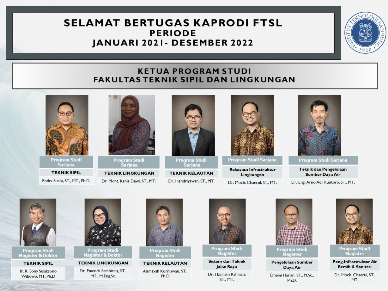 Ketua Program Studi FTSL 2021-2022