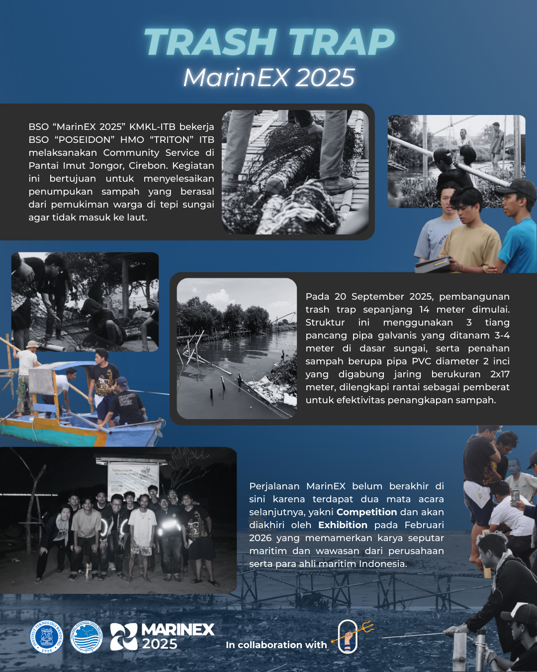 Mahasiswa Teknik Kelautan ITB Bangun Trash Trap di Pantai Imut Jongor, Cirebon