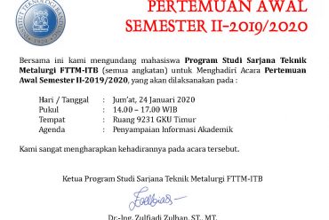 Pertemuan Awal Semester II-2019/2020