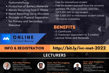 Learn More about Metallurgy through the International Virtual Course in Metallurgy 2022