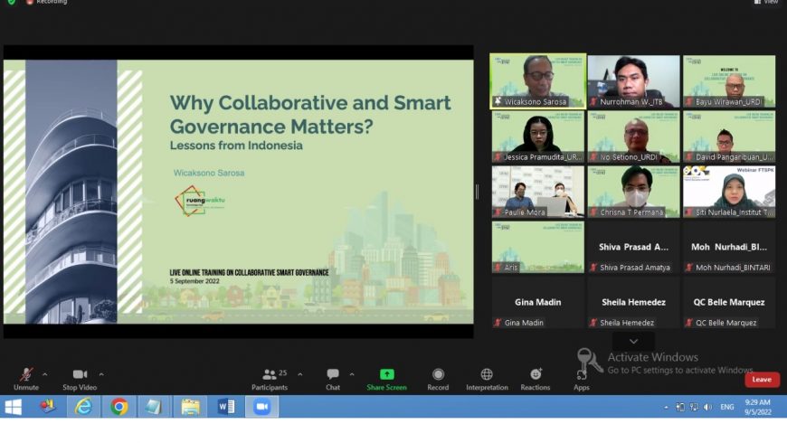 Pelatihan Collaborative Smart Governance bersama URDI dan CityNet